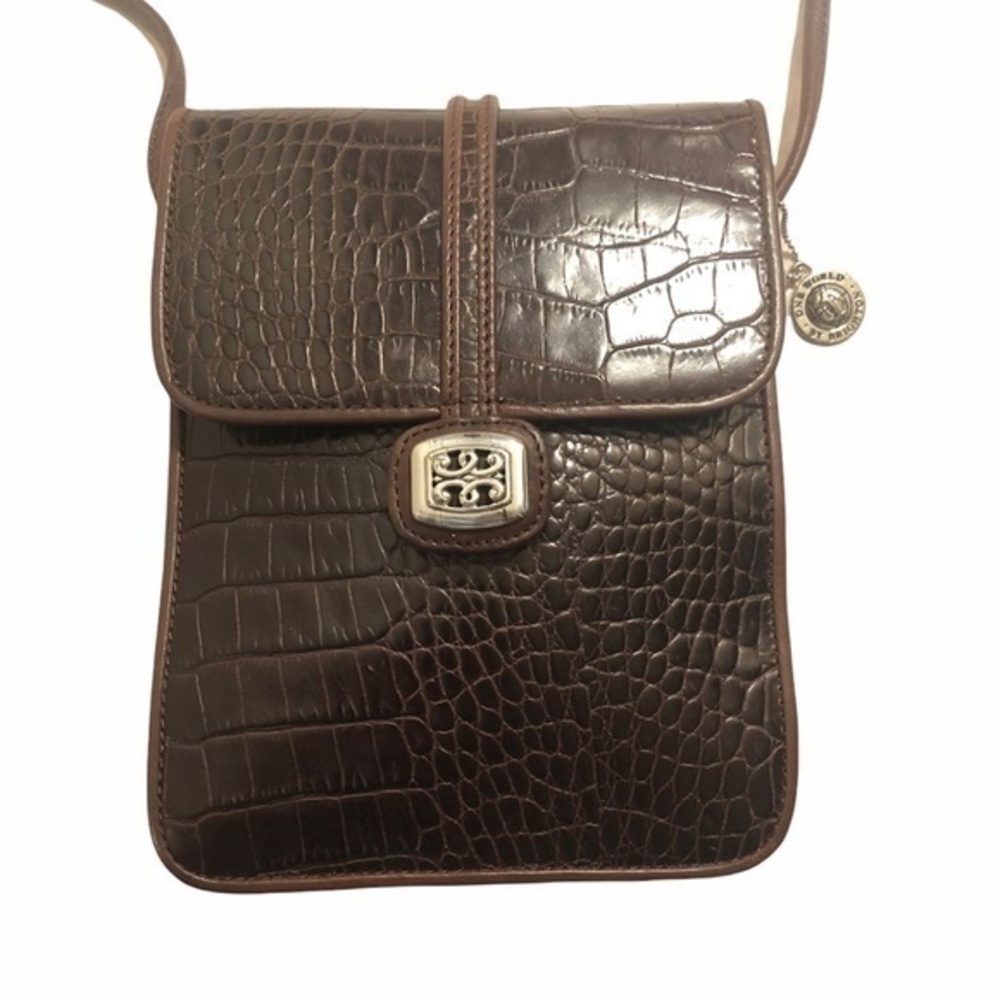 Brighton brown embossed leather crossbody bag